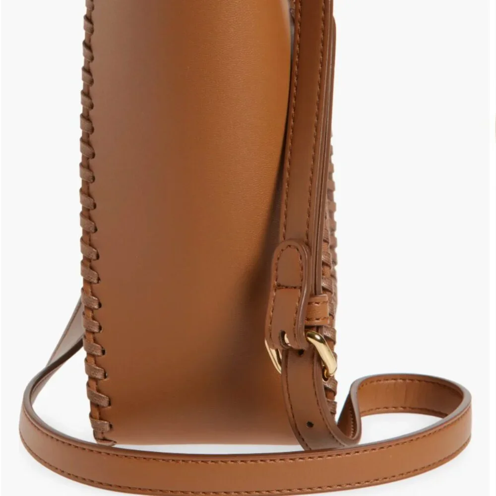 Stella McCartney Perforated Logo Faux Leather Crossbody Bag Cuoio Brown